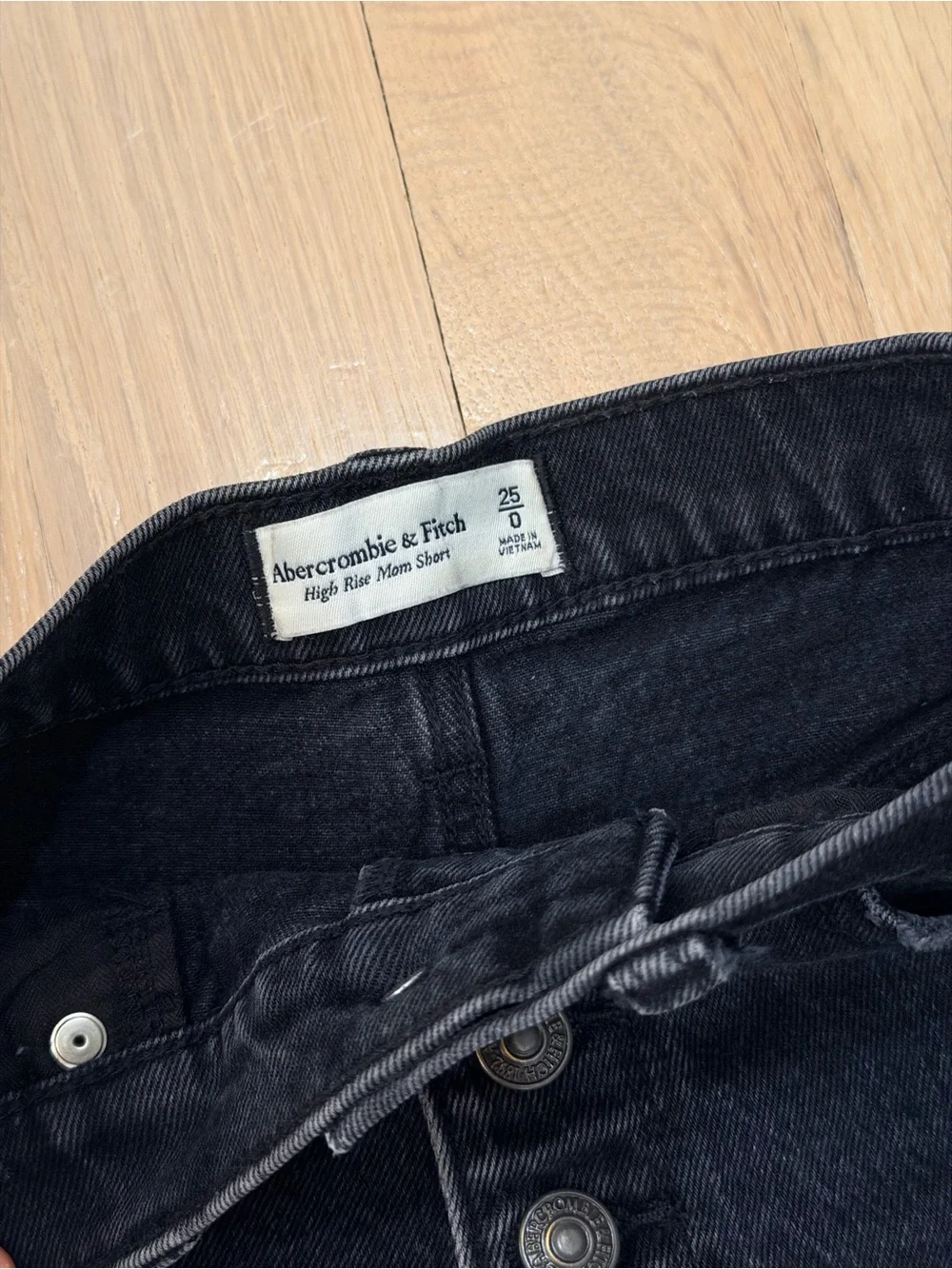 Abercrombie & Fitch Black Denim High Rise Mom Short